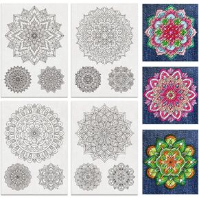 BENECREAT 4 Sheets 12 Pcs Mandala Water Soluble Embroidery Pattern, Stick and Stitch Embroidery Paper Designs, Embroidery Starter Kit for Beginners DIY Craft, Sewing Embroidery