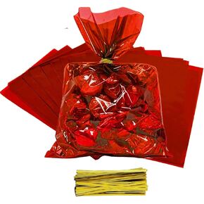 100pcs أكياس الهدايا الخضراء ， أكياس السيلوفان ، أكياس علاج ، حقائب جيدة ، أكياس حلوى فهي مناسبة لعيد الميلاد ، عيد ميلاد ، وجبة خفيفة ملف