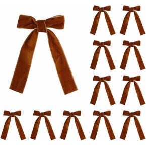12 Pcs Red Velvet Bows with Twist Tie 3.5 Inch Pre-Tied Vintage Christmas Velvet Ribbon Bows for Treat Bags Gift Wrapping Basket Wedding Baby Shower Brithday Party (Red, 3.5Inch)