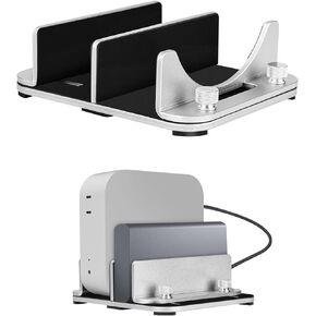 الحامل الرأسي من الألومنيوم لعام 2024 MAC MINI M4/M4 PRO - نطاق قابل للتعديل 0.47 "-1.75" - ملحق سطح المكتب لـ Mac Mini M4 - متوافق مع Mac Mini M4/M4 Pro