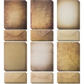 48 Aged Paper with 48 Vintage Envelopes