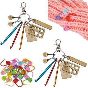 Fingerinspire 26 PCS Crochet Hook Kit 22x11x3mm Marchers Mini Keychain keychain Aluminium Crochet Hooks knitting eletles crochet hook keychain keychain keychains chickains مع قلادة خشبية ودبوس