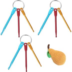 3pcs السنانير الكروشيه الصغيرة ، أدوات إبر مفاتيح الكروشيه المحمولة لأدوات Knitter ، خطافات الكروشيه المصغرة من الألومنيوم مع سلسلة مفاتيح لحرف DIY الغزل (3 مم ، 4 مم ، 5 مم)