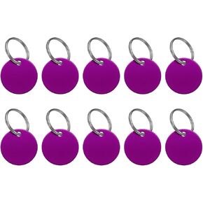 UXCELL 10PCS ألومنيوم الفراغات الفراغات ، العلامات الفارغة المعدنية ختم جولة مع 10 مفتاح علامة الكلب الكبير الفارغ ل DIY شخصية الحيوانات الأليفة ، الفضة