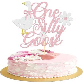 24 جهاز كمبيوتر Silly Goose Cupcake Topcake Glitter White Goose Duck Cupcake يختار واحدة من زخارف عيد ميلاد أوزة سخيفة للبنين فتيات استحمام الأطفال أطفال عيد ميلاد ديكورات الكعكة اللوازم