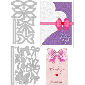 INFUNLY 2PCS Bow Tie Cutting Dies for Card Making Bows Metal Die Cuts Bowtie Carbon Steel Cutting Die for Wedding Decor Embossing Stencils Templates for DIY Scrapbooking Craft Album Paper Card Decor
