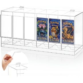 6 Slots Acrylic Booster Pack Dispenser, Card Pack Dispenser with Cover, Stackable TCG Organizer for Trading Card Packs, Booster Packs, Sports Card, Fits Booster Boxes
