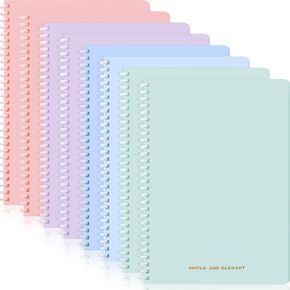 Jetec 8 Pcs Lined Spiral Notebook B5 Soft Cover Spiral Journal Teacher Appreciation Gifts Soft Ring Notebook College 70 Sheets/ 140 Pages for Students Teachers Women Men Work Note, 9.9'' x 7'', 4