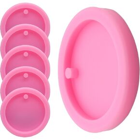 Hitefu 10PCS Round Silicone Keychain Mold, Circle Keychain Resin Mold with Hole with Key Rings, Epoxy Resin Keychain Molds for for DIY Crafts Making
