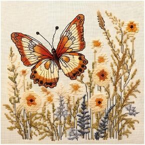 Xinpinzhou Butterfly 11ct Cross Stitch Kits, 11 CT Funny Pre Printed Counted Stamped Cross Stitch Embroidery Needlepoint Needlework Patterns Kits for Beginners Adults Animal Crossstitch 30x30 cm