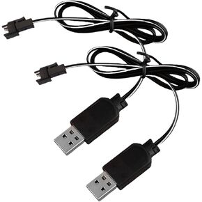 3.7V Battery Charger with SM-2P Plug USB Li-ion Battery Charger for RC Car Amphibious Stunt Car Trucks Boats 3.7 Volt Battery Charger for Bazooka Rocket Blower Bubble Gun Battery Charging Cable (2PCS)