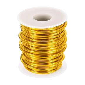 HARFINGTON 9 Gauge Aluminum Craft Wire 3.0mm 33ft Flexible Bendable Anodized Metal Jewelry Sculpting Wire for Jewelry Making Modelling Craft DIY, Yellow