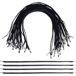 Benecreat 100pcs الحبل الشائك الأسود المرن ، وسلاسل أحزمة امتداد 6.5 بوصة مع أطراف معدنية ، وسلك مرن لقبعة الحفلات ، والقوائم ، والشارات ، والعلامات ، والسفر ، وربط الكتب