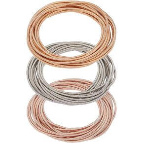 SUNNYCLUE 1 Box 45 Loops Guitar String Bracelets Screw Openable Memory Wire Thin String 2-1/4 inch Stackable Guitar String Bracelets Rose Gold Steel Guitar String Bracelets for Women DIY Art Crafts