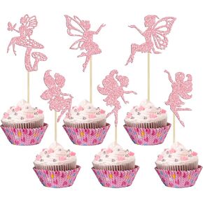 Gyufise 24Pcs Fairy Cupcake Toppers Glitter Ballet Dancer Flower Angel Fairy Cupcake Picks Decoration for Wedding Bridal Shower Baby Shower Birthday Party Cake Decorations Supplies Gold in Kuwait