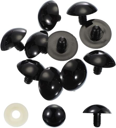 PATIKIL 40mm Safety Eyes, 50 Pcs Plastic Craft Eyes with Protective Film Safety Eyes with Washers for Stuffed Animals Crochet Toys Dolls DIY Craft Making, Black in Saudi Arabia