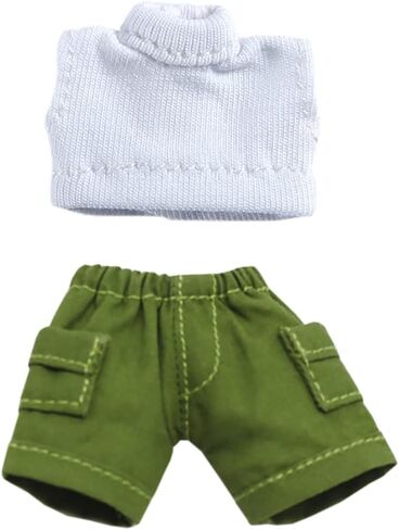 Niannyyhouse Solid Color Stil Stest Stest Cargo Cargo Shorts 1/12 BJD OB11 DOLL 4.3 بوصة (11 سم) ملحق الجسم (قصير ، أخضر) in Kuwait