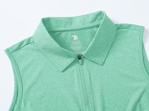 Women's Sleeveless Golf Apparel Shirts Clothes Outfits Collared 1/4 Zip Tank Tops Quick Dry Tennis Polo Shirts in Kuwait