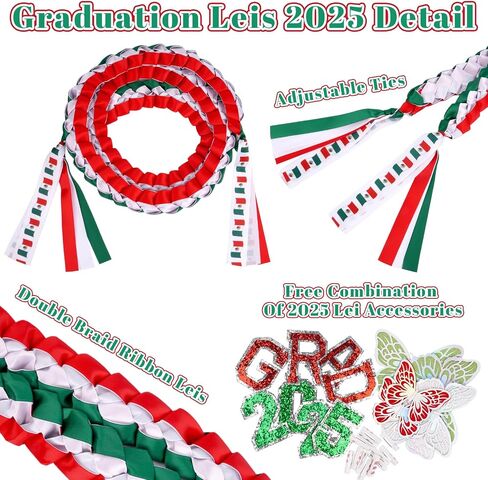 التخرج المكسيكي Leis 2025 ، فئة 2025 تخرج شريط LEI مع دبوس الفراشة ، تهانينا يدويًا ، هدايا التخرج DIY لكلية المدرسة الثانوية in Kuwait