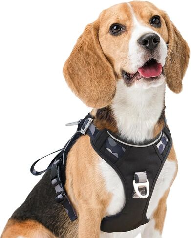 Dog Harness No-Pull with Front & Back D-Rings, Water-Repellent 600D Oxford for Hiking/Training/Walks, Reflective Adjustable Vest, Lightweight Aluminum Hardware Fit for Medium Sized Dogs,Camo Orange, M in Kuwait