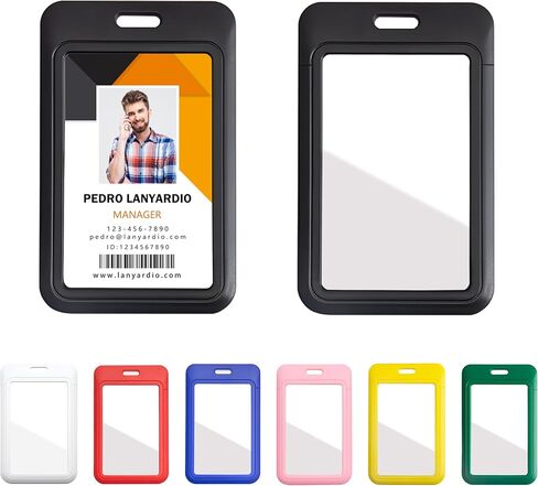 1 حزمة انزلاق شارة المعرف العمودي الصلبة السوداء بلاستيك البطاقة حماية الحامي مع نافذة واضحة من جانب بطاقات الائتمان معرف المدرسة وبطاقات المفتاح القرب in Kuwait