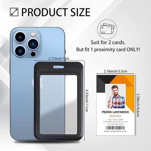 1 حزمة انزلاق شارة المعرف العمودي الصلبة السوداء بلاستيك البطاقة حماية الحامي مع نافذة واضحة من جانب بطاقات الائتمان معرف المدرسة وبطاقات المفتاح القرب in Kuwait