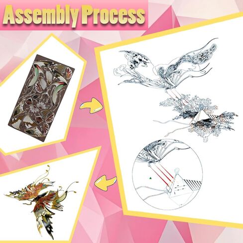 نموذج 3D Metal Buzzles للبالغين - طقم التجميع الميكانيكي الفراشة DIY ، بريق الفراشة الفراشة المعدنية الطراز المليئة بنماذج بناء زخرفة إبداعية مناسبة لزخارف المنزل الفنية (ذهبية) in Kuwait