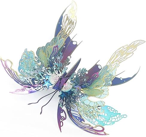 نموذج 3D Metal Buzzles للبالغين - طقم التجميع الميكانيكي الفراشة DIY ، بريق الفراشة الفراشة المعدنية الطراز المليئة بنماذج بناء زخرفة إبداعية مناسبة لزخارف المنزل الفنية (ذهبية) in Kuwait