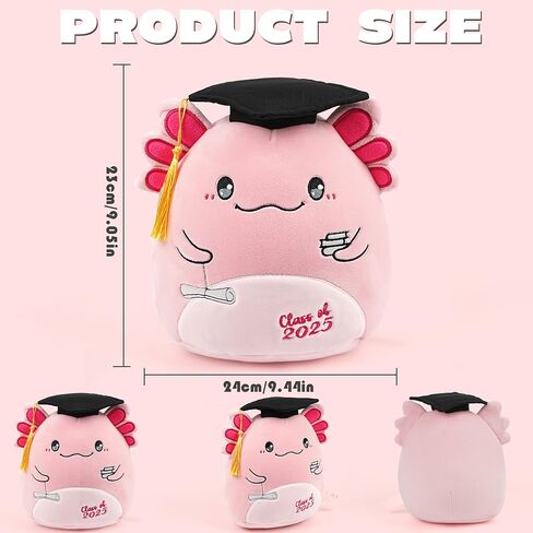 Graduation Axolotl Plush Toy: 8-Inch 2025 Pink Axolotl Stuffed Animal with Graduation Cap, Cute Class of 2025 Plushies, Graduation Gifts for University, Middle, Primary School Students in Saudi Arabia