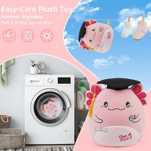 Graduation Axolotl Plush Toy: 8-Inch 2025 Pink Axolotl Stuffed Animal with Graduation Cap, Cute Class of 2025 Plushies, Graduation Gifts for University, Middle, Primary School Students in Saudi Arabia