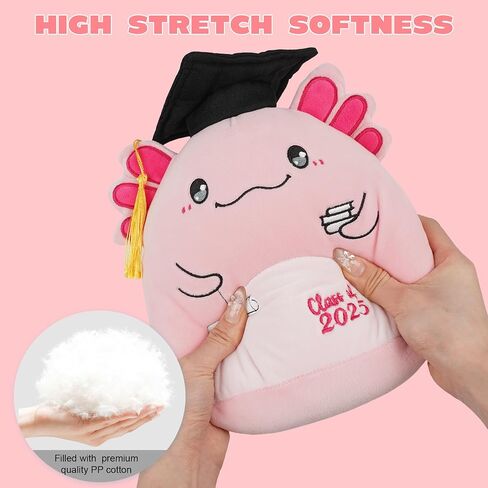 Graduation Axolotl Plush Toy: 8-Inch 2025 Pink Axolotl Stuffed Animal with Graduation Cap, Cute Class of 2025 Plushies, Graduation Gifts for University, Middle, Primary School Students in Saudi Arabia