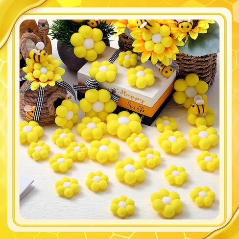 SmoothNovelty 32 Pcs Felt Daisy Flowers Sunflower 2.76'' 1.97'' 1.57'' Fabric Flower Embellishments for DIY Crafts Ornament for Bee Day Table Wedding Decor Gift Gender Reveal Decoration(White) in Kuwait