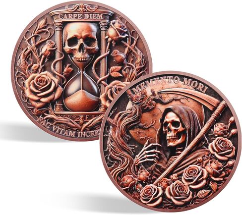 CHURYUML Grim Reaper Memento Mori Coin - Carpe Diem Stoic Challenge Coins, Inspirational Stoic Reminder Pocket Token for Daily Stoic Meditations Cool Stoicism Gifts Motivational Presents in Saudi Arabia