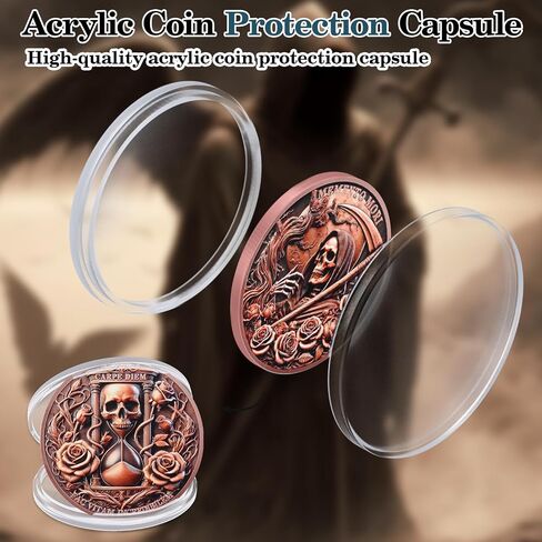 CHURYUML Grim Reaper Memento Mori Coin - Carpe Diem Stoic Challenge Coins, Inspirational Stoic Reminder Pocket Token for Daily Stoic Meditations Cool Stoicism Gifts Motivational Presents in Saudi Arabia