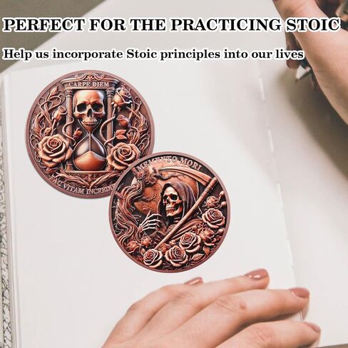 CHURYUML Grim Reaper Memento Mori Coin - Carpe Diem Stoic Challenge Coins, Inspirational Stoic Reminder Pocket Token for Daily Stoic Meditations Cool Stoicism Gifts Motivational Presents in Saudi Arabia