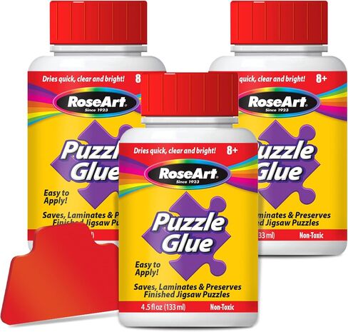 Jigsaw Puzzle Glue with Applicator - Saves, Laminates and Preserves Finished Jigsaw Puzzles - Easy to Apply, Dries Quick, Clear & Bright in Kuwait