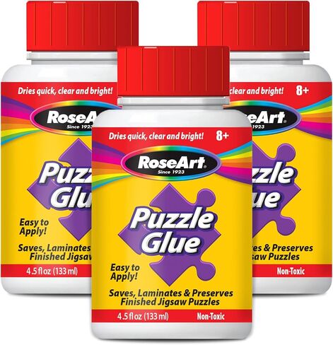 Jigsaw Puzzle Glue with Applicator - Saves, Laminates and Preserves Finished Jigsaw Puzzles - Easy to Apply, Dries Quick, Clear & Bright in Kuwait