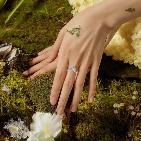OHAYOO Mushroom Ring Adjustable S925 Sterling Silver Mushroom Abalone Shell Open Ring Abalone Jewelry Gifts For Women in Saudi Arabia