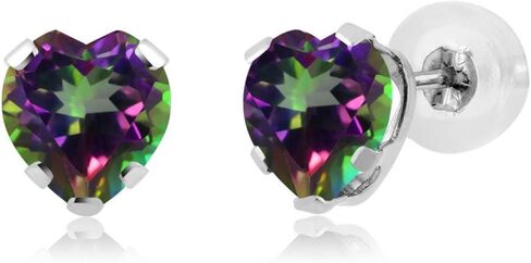 Gem Stone King 14K White Gold Moissanite Stud Earrings For Women Men (1.00 Cttw, Heart Shape 5MM) in Saudi Arabia