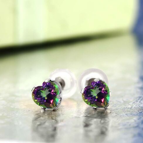 Gem Stone King 14K White Gold Moissanite Stud Earrings For Women Men (1.00 Cttw, Heart Shape 5MM) in Saudi Arabia