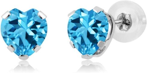 Gem Stone King 14K White Gold Moissanite Stud Earrings For Women Men (1.00 Cttw, Heart Shape 5MM) in Saudi Arabia