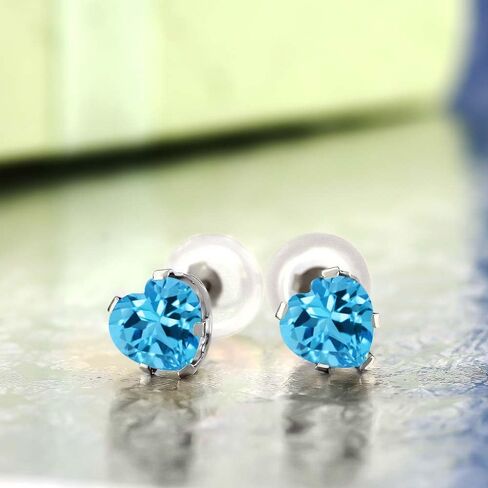 Gem Stone King 14K White Gold Moissanite Stud Earrings For Women Men (1.00 Cttw, Heart Shape 5MM) in Saudi Arabia
