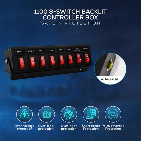 Ultra Bright Lightz 1100 6-Switch Backlit Controller Box | Emergency Vehicle Strobe Warning Lights | Siren | Speaker in Saudi Arabia