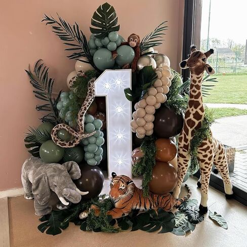 Sage Green Brown Balloon Garland Kit Olive Green Gold Safari Balloons Arch Animal Print Balloons Woodland Camo Army Green Dark Brown Coffee Nude Balloon for Jungle Hunting Wild Birthday Decor in Saudi Arabia