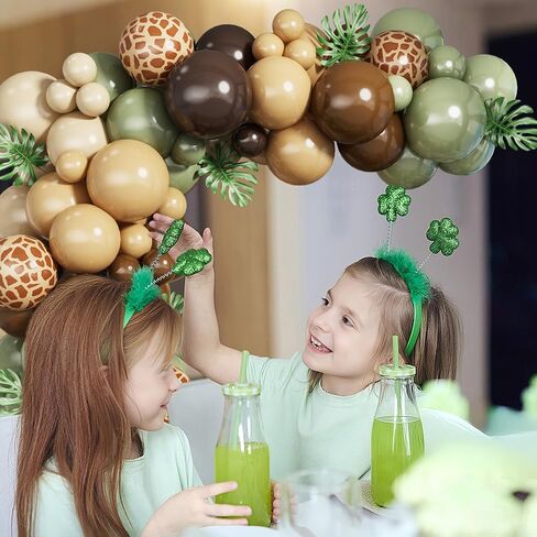 Sage Green Brown Balloon Garland Kit Olive Green Gold Safari Balloons Arch Animal Print Balloons Woodland Camo Army Green Dark Brown Coffee Nude Balloon for Jungle Hunting Wild Birthday Decor in Saudi Arabia