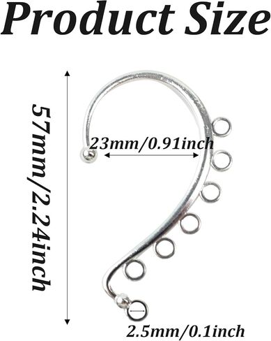 PSON 50 Pack DIY Ear Cuffs أقراط ، مقطع غير ثقب على أقراط لفائف الأذن ، 7 ثقوب الملحقات لـ DIY ، الحرف ، صنع المجوهرات (الفضة) in Kuwait