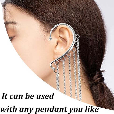 PSON 50 Pack DIY Ear Cuffs أقراط ، مقطع غير ثقب على أقراط لفائف الأذن ، 7 ثقوب الملحقات لـ DIY ، الحرف ، صنع المجوهرات (الفضة) in Kuwait
