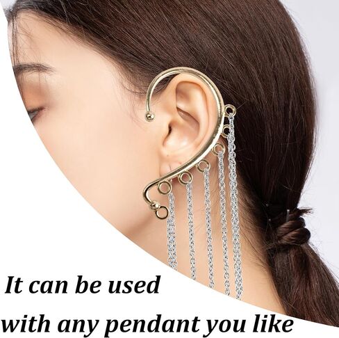 PSON 50 Pack DIY Ear Cuffs أقراط ، مقطع غير ثقب على أقراط لفائف الأذن ، 7 ثقوب الملحقات لـ DIY ، الحرف ، صنع المجوهرات (الفضة) in Kuwait