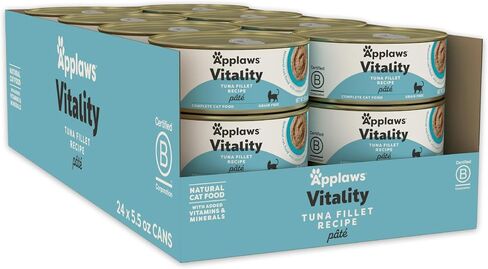 Applaws Vitality Wet Cat Food Paté, Natural Canned Cat Food, Wet Food for Cats with Added Vitamins and Minerals, Grain Free, Carrageenan Free, Fish Variety Selection Paté (12 Count, 5.5 oz Cans) in Saudi Arabia