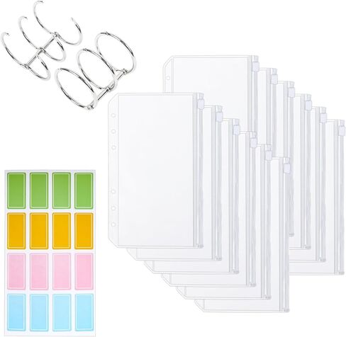 KLMNOP 25 PCS A6 SIZE CIRNITE EDELE CASE ، وتخزين إبر الحياكة المستديرة مع ورق الملصقات و 2 من الحلقات ، وحامل إبرة الحياكة الكابل لجمع الإبر الحياكة (واضح) in Kuwait